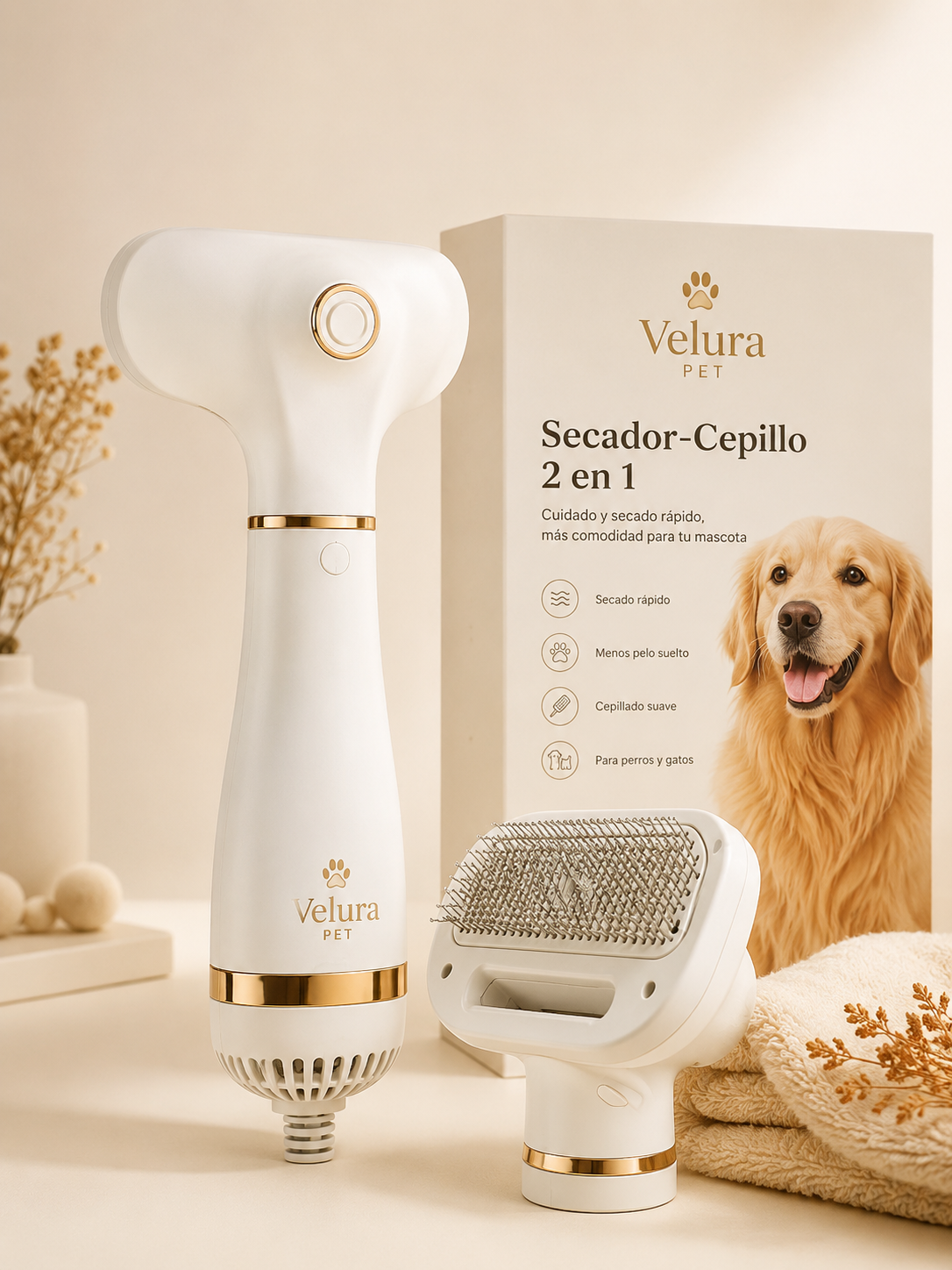 Velura Pet™ Cepillo Secador 2 en 1